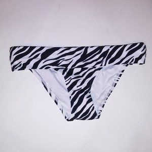 Victoria Secret‎ Swim Bikini Bottom XS White Black Animal Print Zebra Foldover